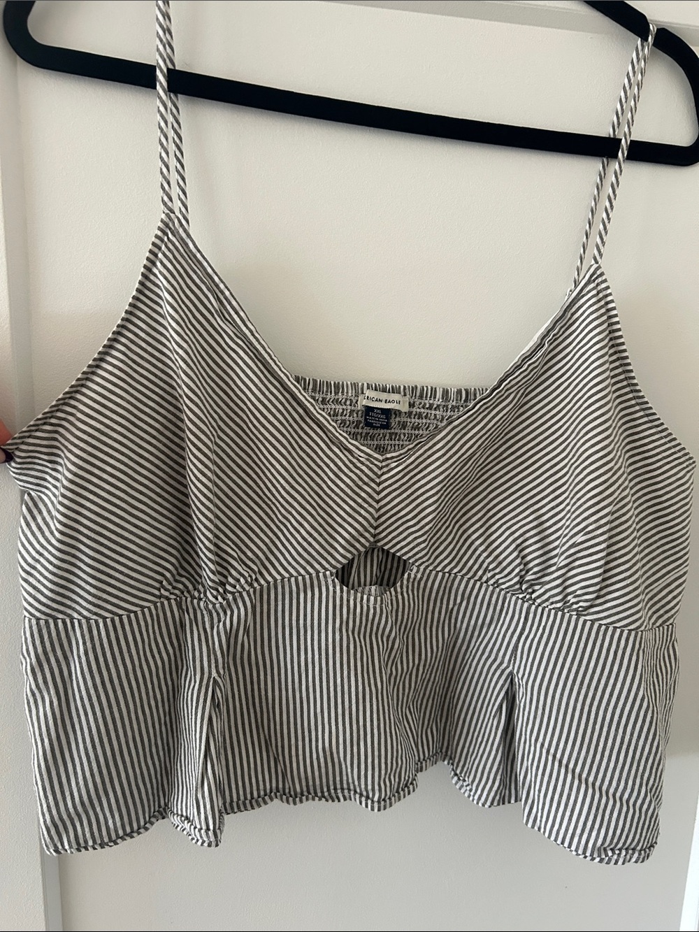 American Eagle Outfitters Black & White Striped Peplum Cami